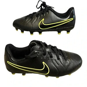 Nike Tiempo Legend 10 Club FG Soccer Cleats Black Yellow Kids Size 3Y